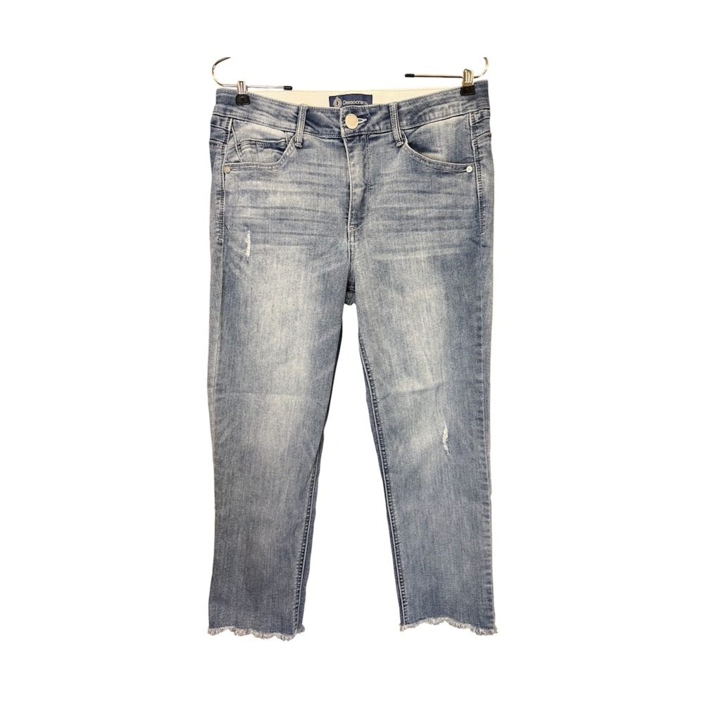 Democracy "Ab"Solution Capri Jeans Women 10 Raw Hem Cropped Straight Leg Boho